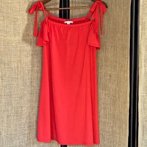 NWOT! women's GREEN ENVELOPE dress cold shoulder trapeze orange medium M mini